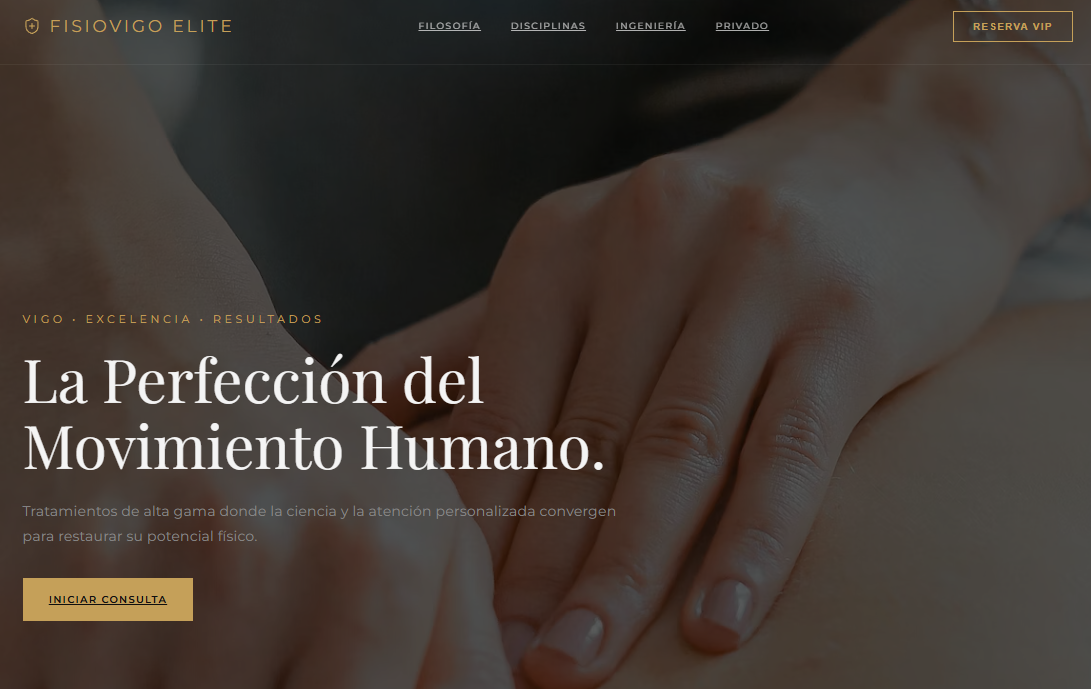 Portada de FisioVigo Elite con tratamiento manual: diseño web para clínica de fisioterapia en Vigo