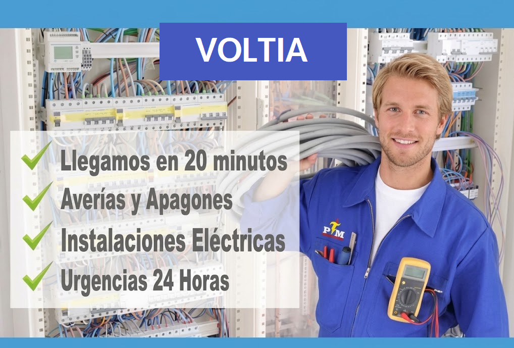 Portada de Voltia con electricista y servicios de urgencia: diseño web para electricistas en Vigo