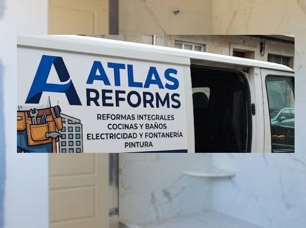 Furgoneta de Atlas Reformas en su portada: diseño web para empresa de reformas en Vigo