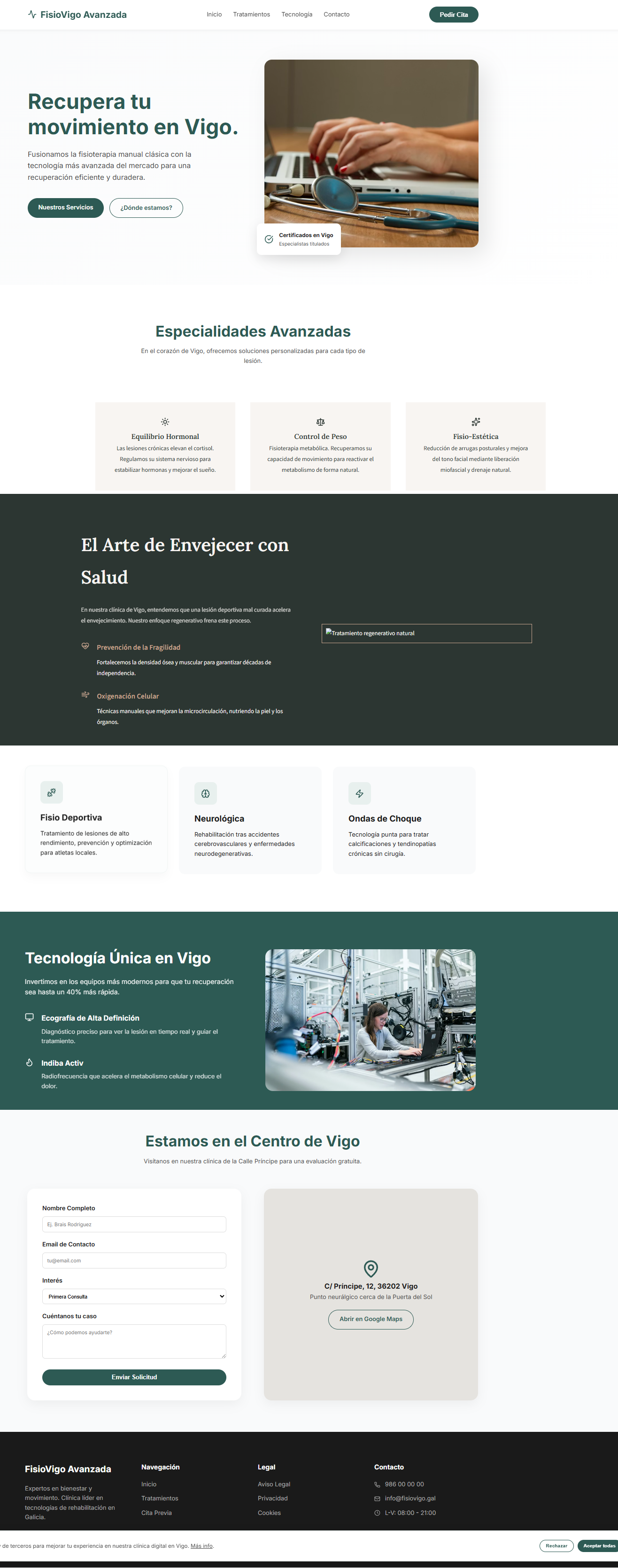 Vista de escritorio de una web de servicios jurídicos: diseño web adaptable para despachos