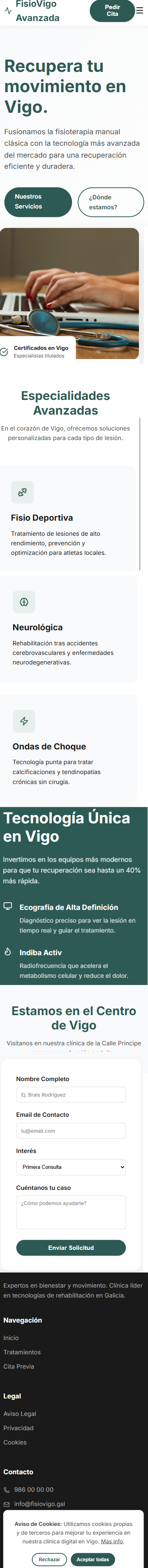 Vista móvil de una web de servicios jurídicos: diseño web adaptable para despachos